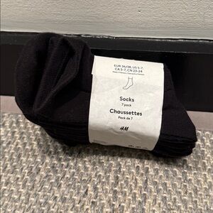 NWT - H&M Black Womens Socks Pack Of 7 Size US 5-7